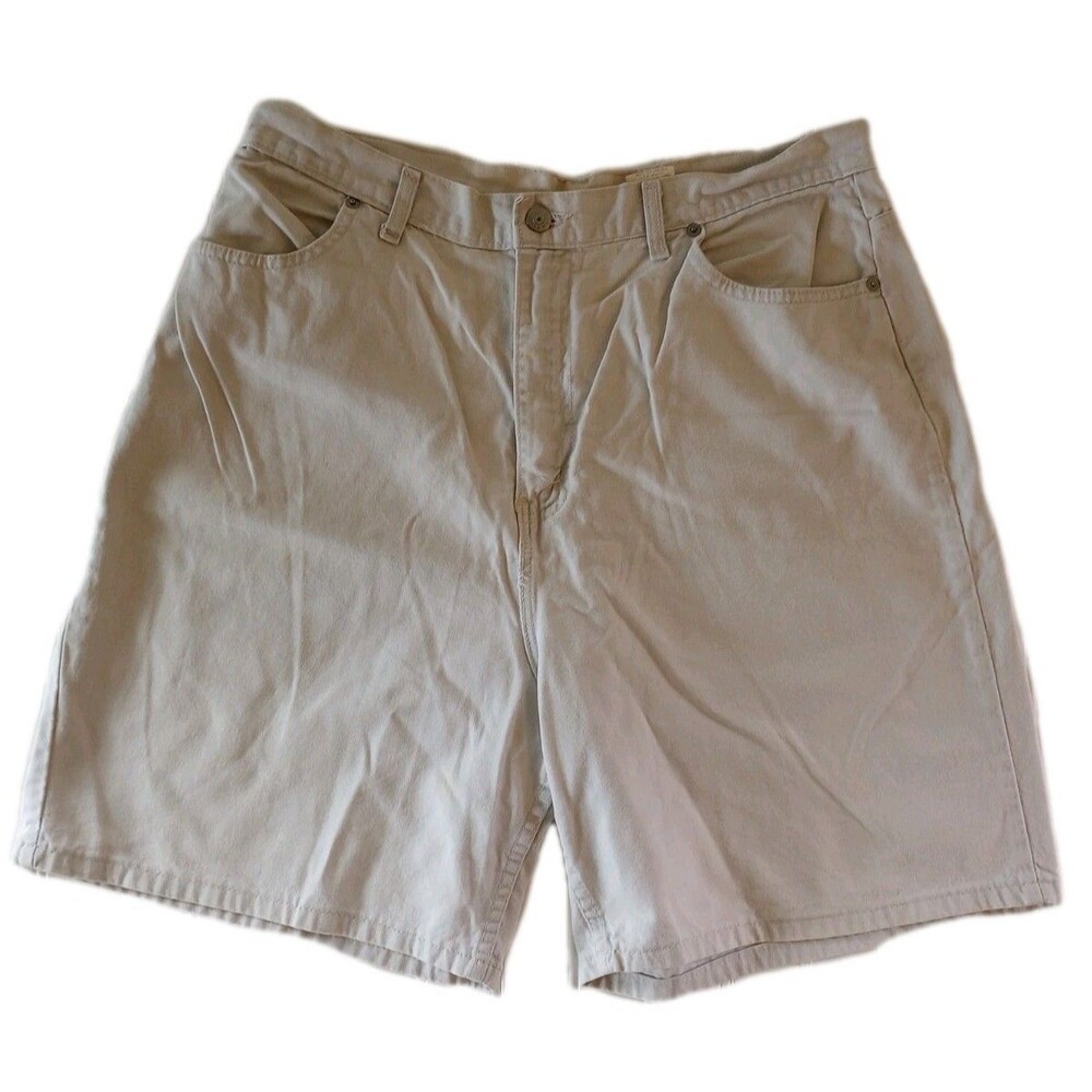Vintage 90s Y2K Mom Shorts Tan Denim High Rise USA MADE Womens Size 14 STAIN